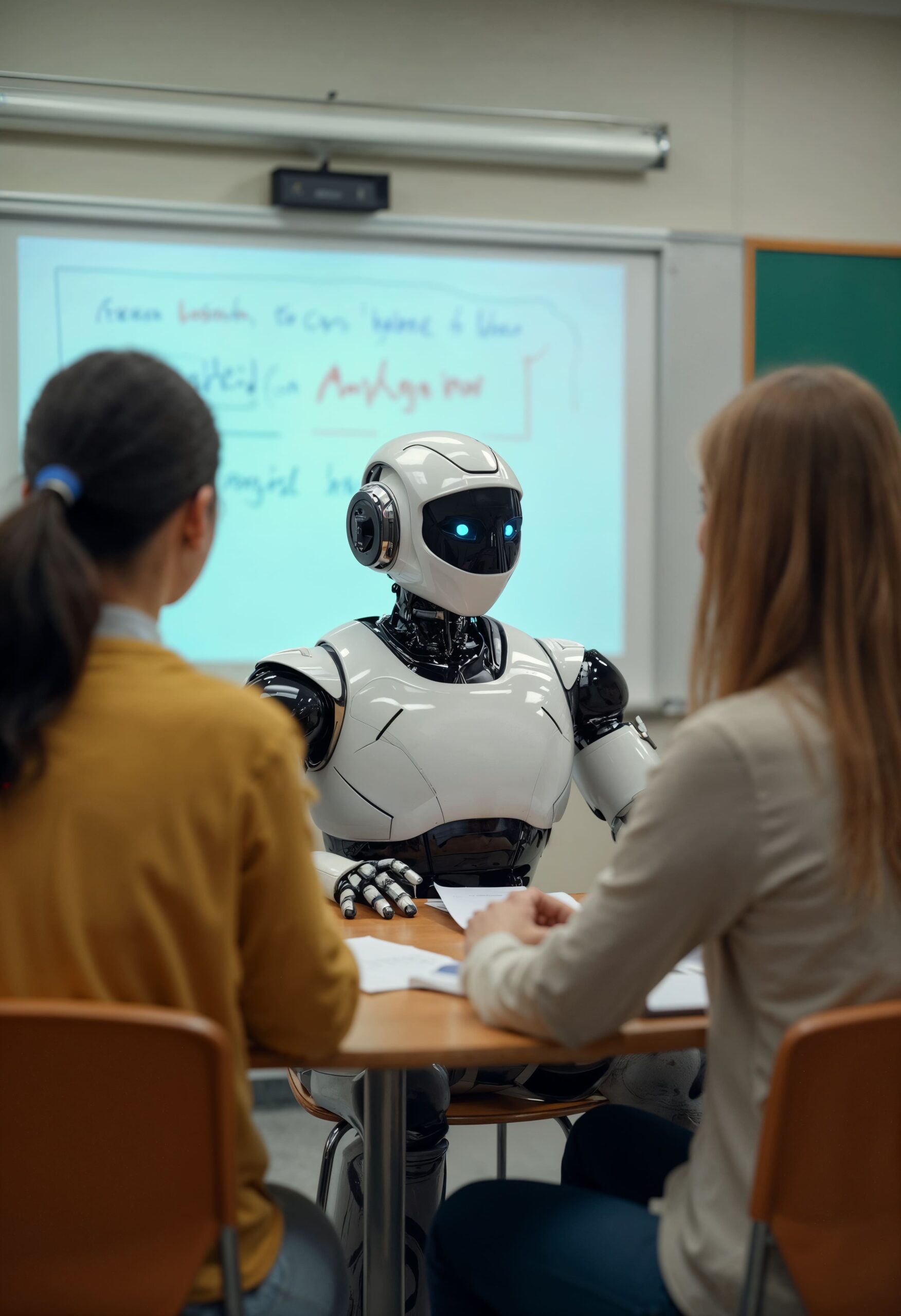 Lærer og elever diskuterer brug af ChatGPT i undervisningen