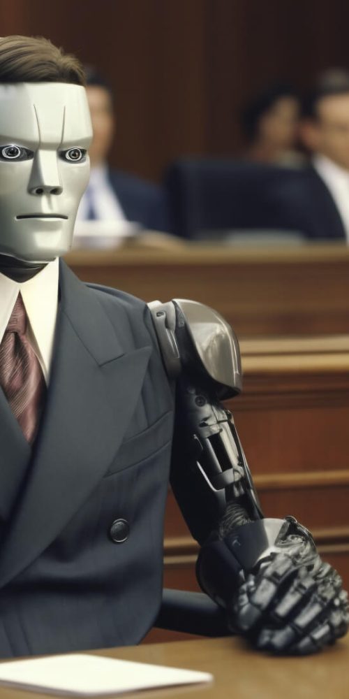 Jurist der arbejder med kunstig intelligens på computer – AI for jurister